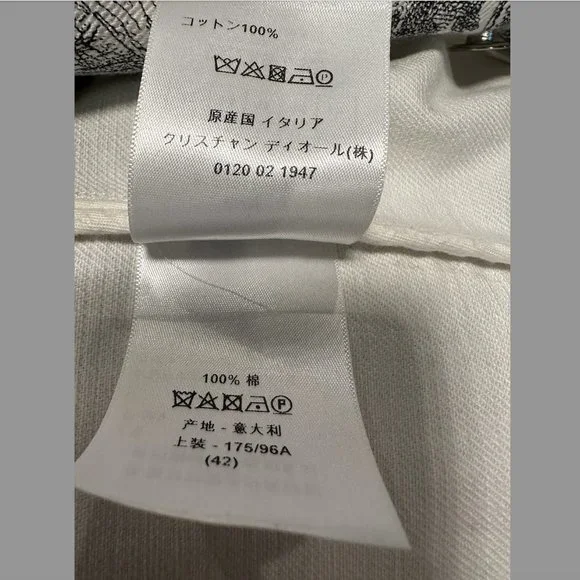 Dior Toile De Jouy Button Front Long Sleeve Shirt In White And Black Cotton - Picture 12 of 12